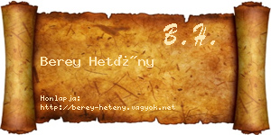 Berey Hetény névjegykártya